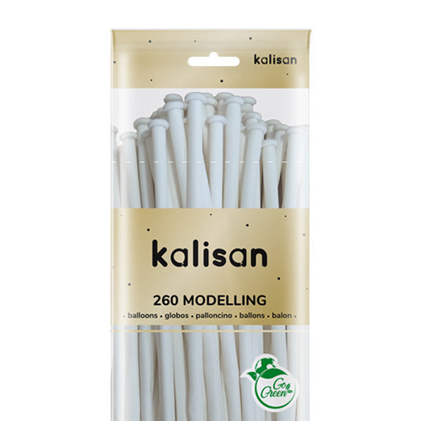 Kalisan Latex White 100/260M Modelling Balloons Kalisan