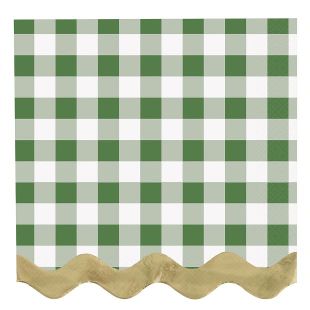 Garden Party Plaid with Gold Foil Scalloped Edge Party Love