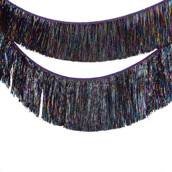 Black Shimmer Rainbow Tinsel Garland Decoration Ginger Ray