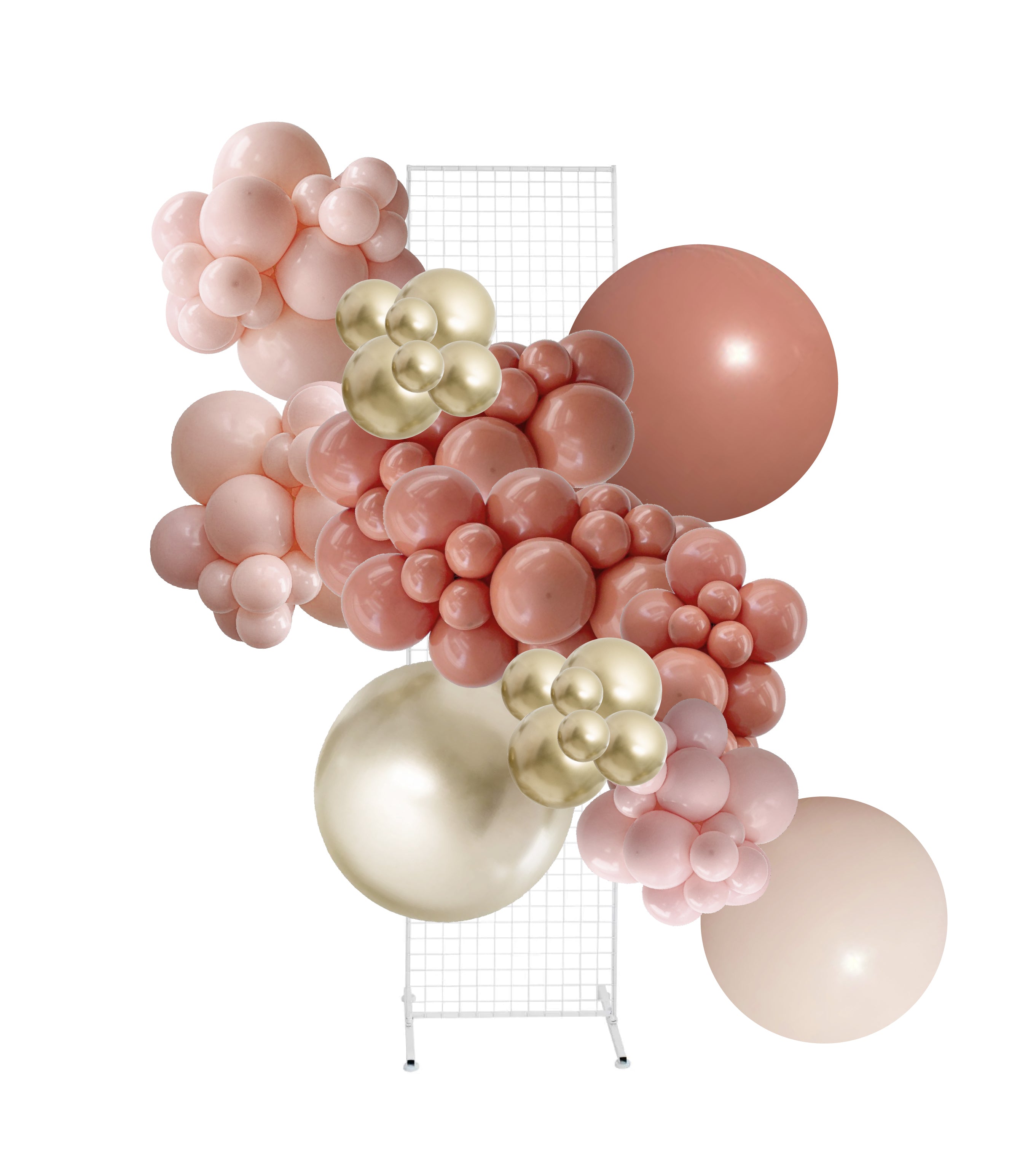 Blush Clay Luxe with White Gold Balloon Garland Inspiration