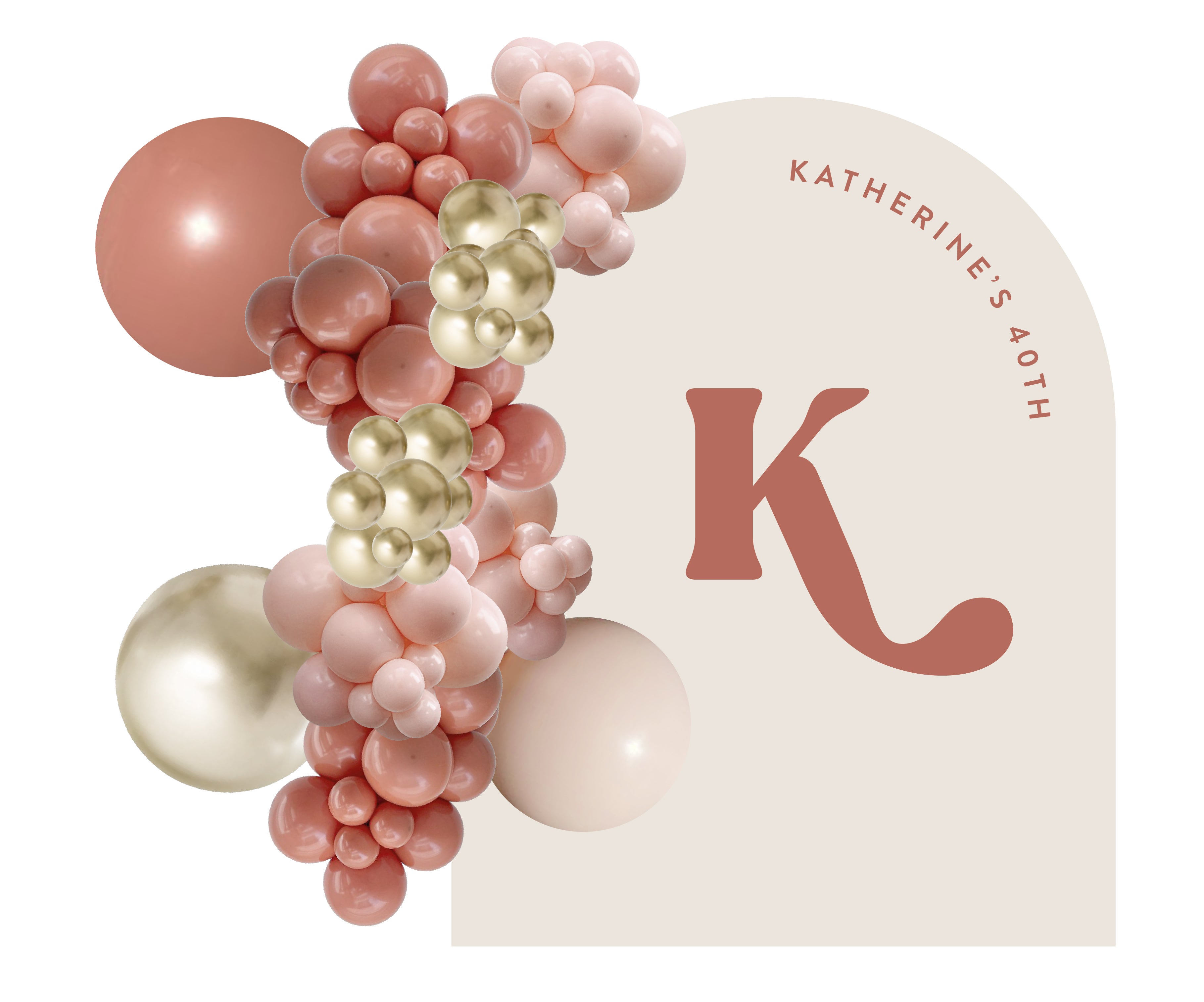 Blush Clay Luxe with White Gold Balloon Garland Inspiration