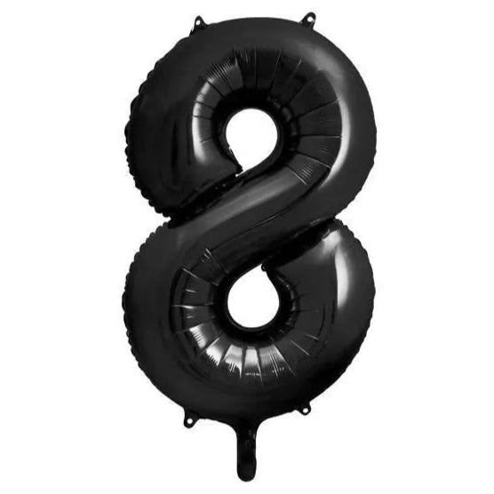 Black Foil Number 8 Balloon 86cm Party Deco