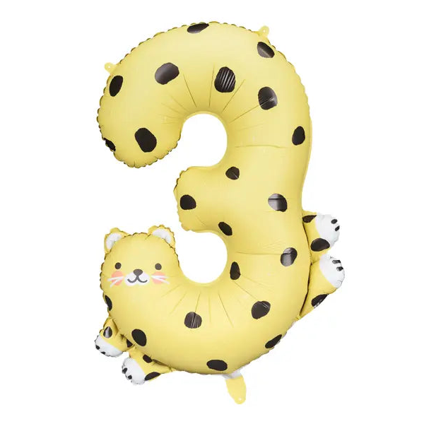 Cheetah Foil Balloon Number 3, 98cm Party Deco