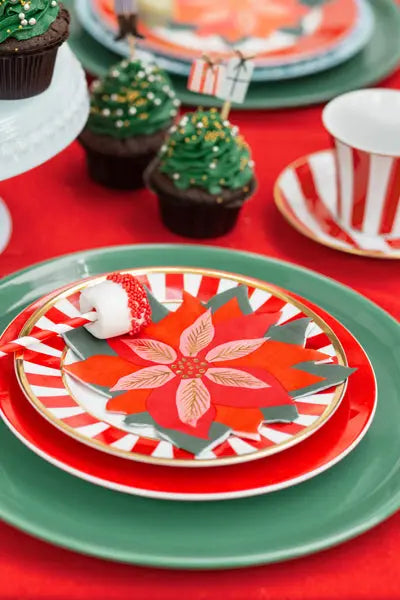 Christmas Poinsettia Napkins Party Deco