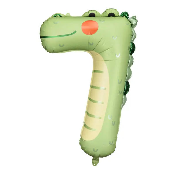 Crocodile Foil Balloon Number 7, 85cm Party Deco