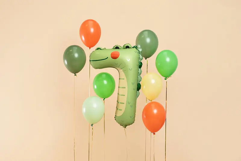 Crocodile Foil Balloon Number 7, 85cm Party Deco