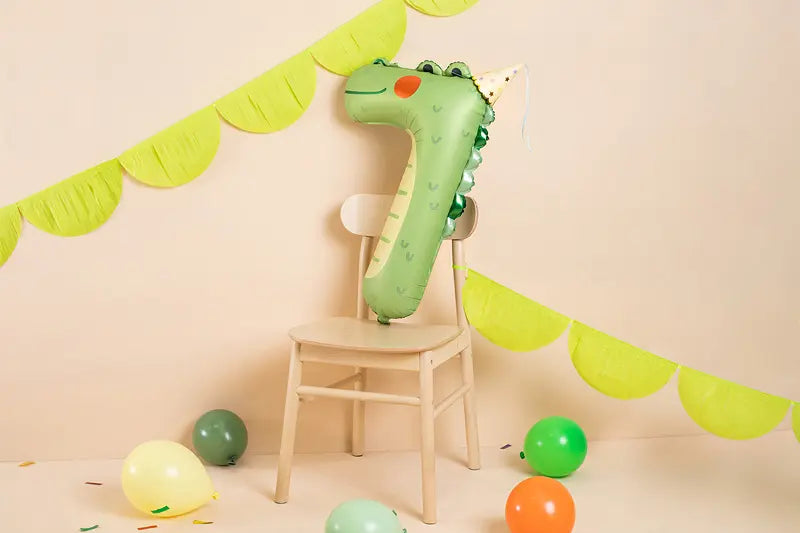 Crocodile Foil Balloon Number 7, 85cm Party Deco