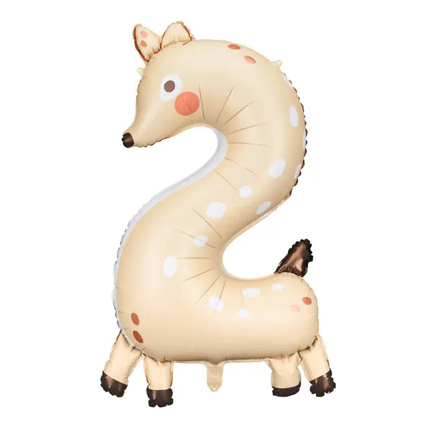 Deer Foil Balloon Number 2, 102cm Party Deco
