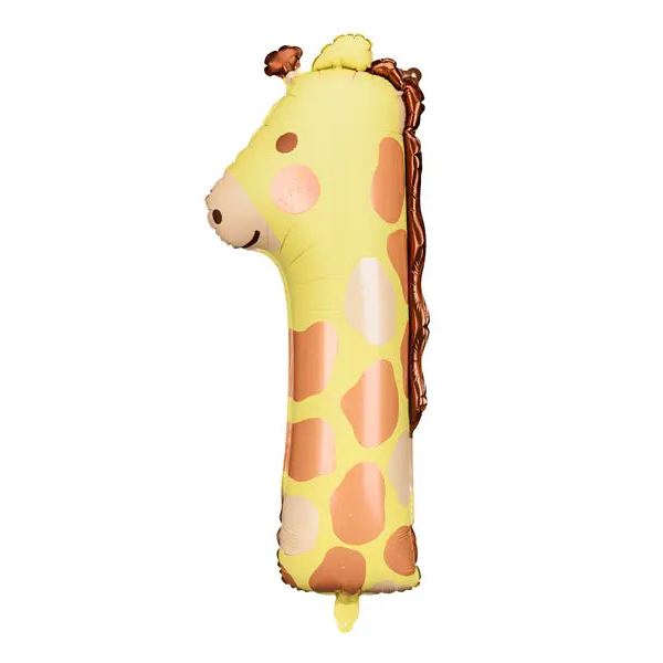 Giraffe Foil Balloon Number 1, 90cm Party Deco