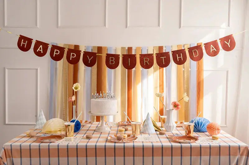 Happy Birthday Brown Felt banner 3 Meters Party Deco