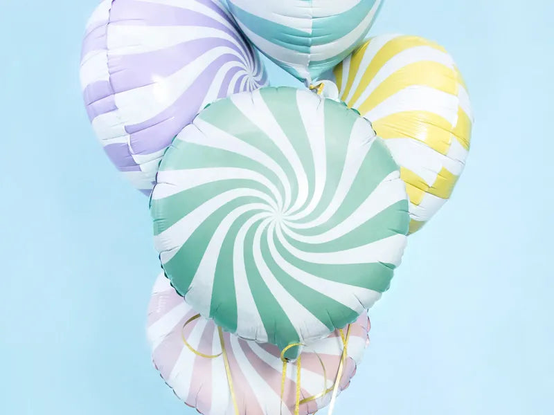 Pastel Mint Green Candy Swirl Foil Balloon 35cm Party Deco