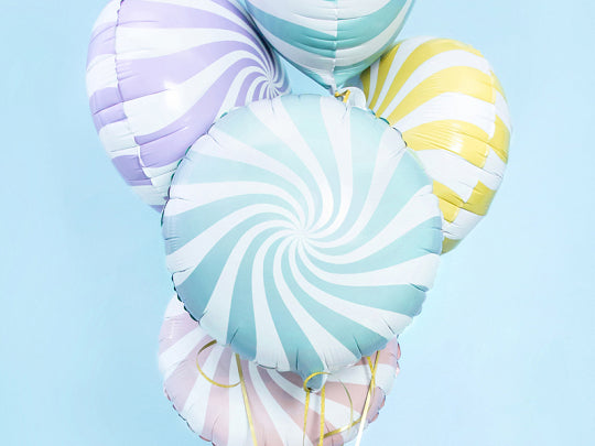 Pastel Blue Candy Swirl Foil Balloon 35cm Party Deco