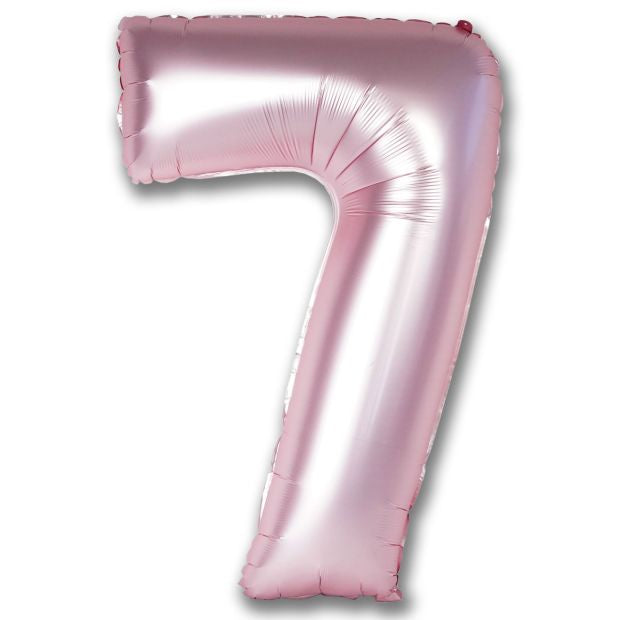 Light Pink Satin Chrome Number 7 Foil Balloon 102cm (40") Party Love