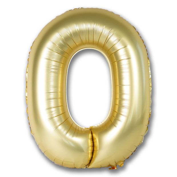 Gold Satin Chrome Number 0 Foil Balloon 102cm (40") Party Love