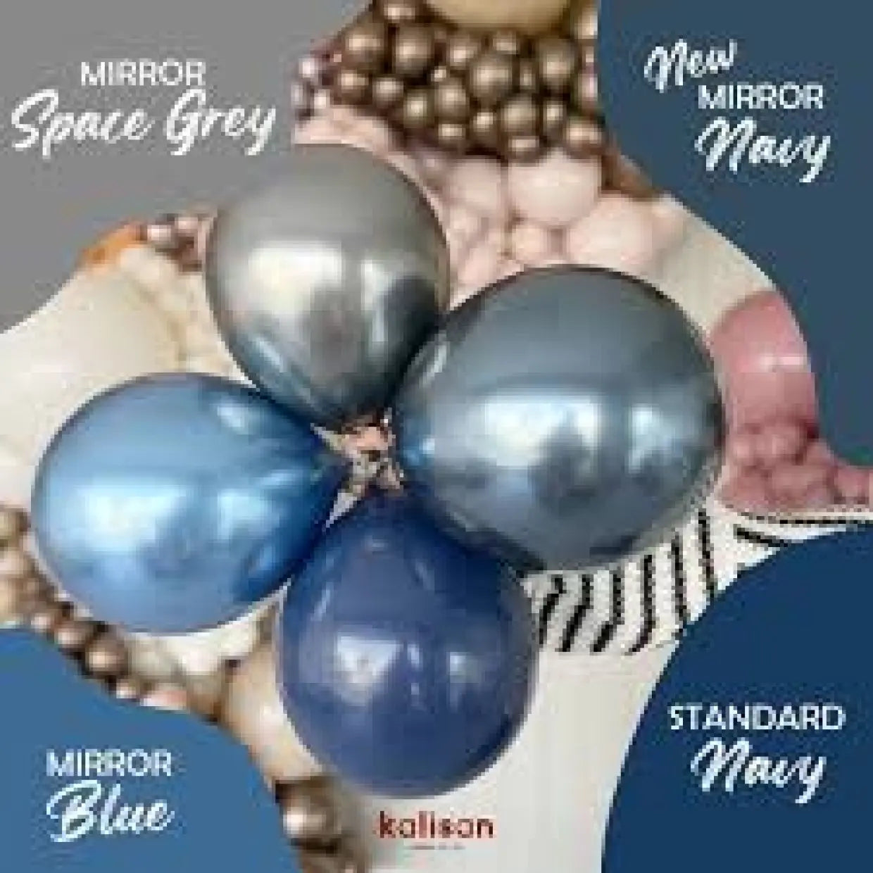 Kalisan Mirror Navy Blue Latex Balloons Kalisan