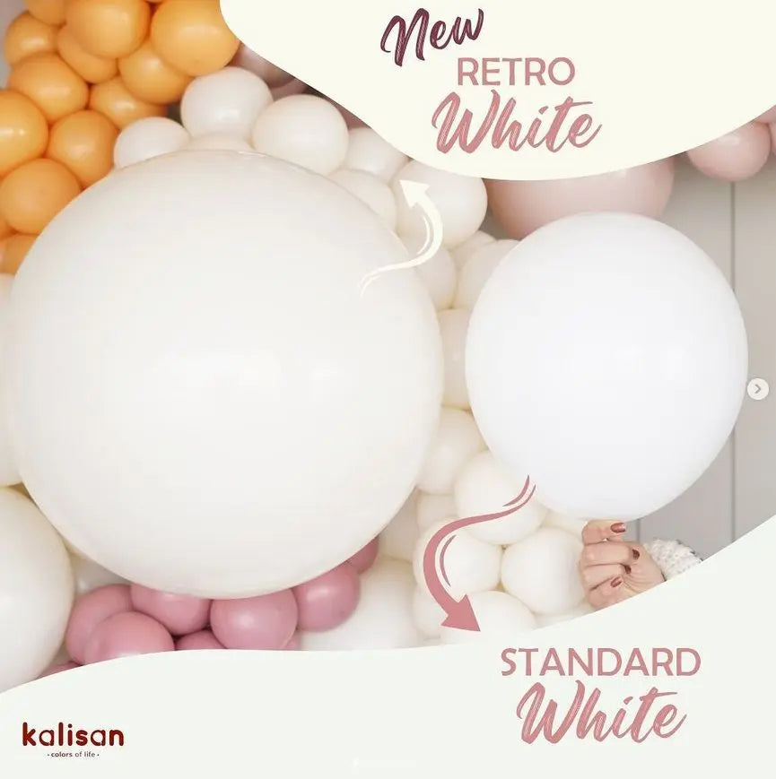 Kalisan Retro White (Off White) Latex Balloons Kalisan