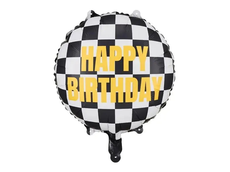 Party Deco Foil Round 45cm (18") Checkered flag Balloon Happy Birthday Party Deco