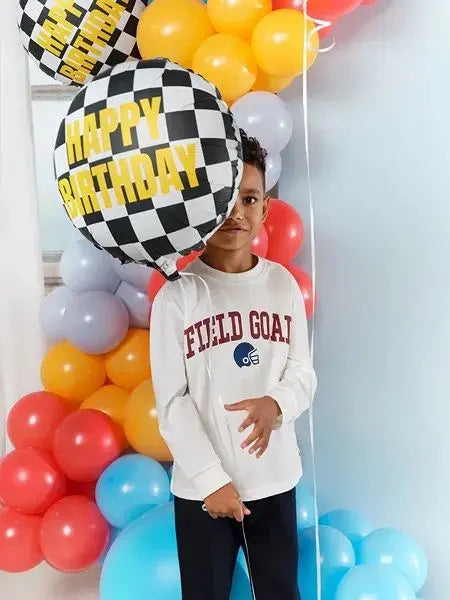 Party Deco Foil Round 45cm (18") Checkered flag Balloon Happy Birthday Party Deco