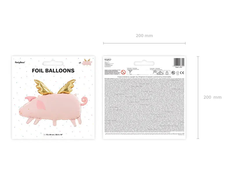 Party Deco Foil Shape Pig with Wing (70cm x 45cm) Party Deco
