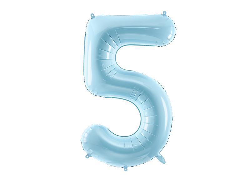 Pastel Blue Number 5 Foil Number Balloon 86cm Party Love