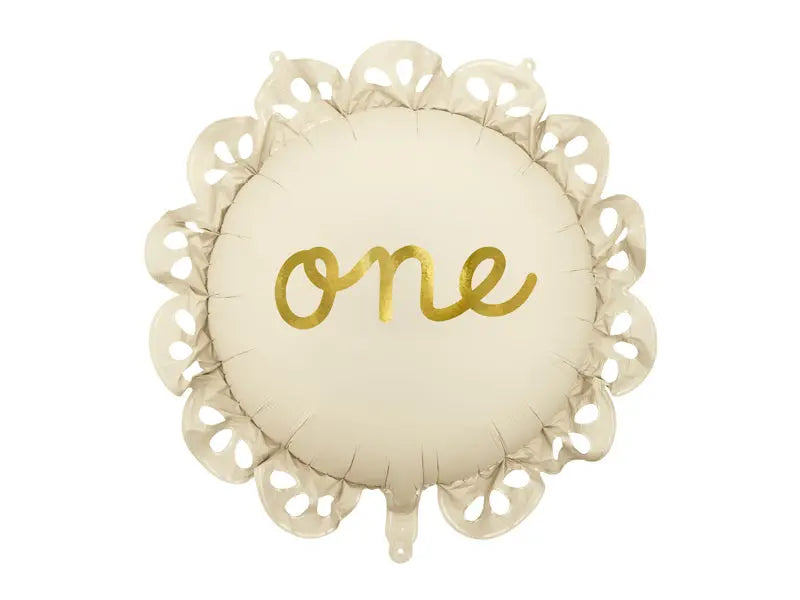 Round frill One Cream Foil Balloon 51.5cm Party Deco