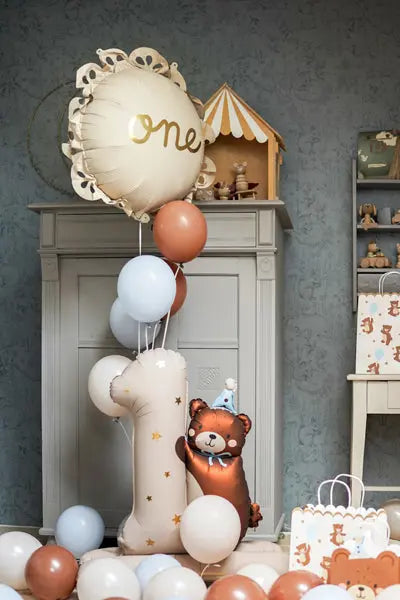 Round frill One Cream Foil Balloon 51.5cm Party Deco