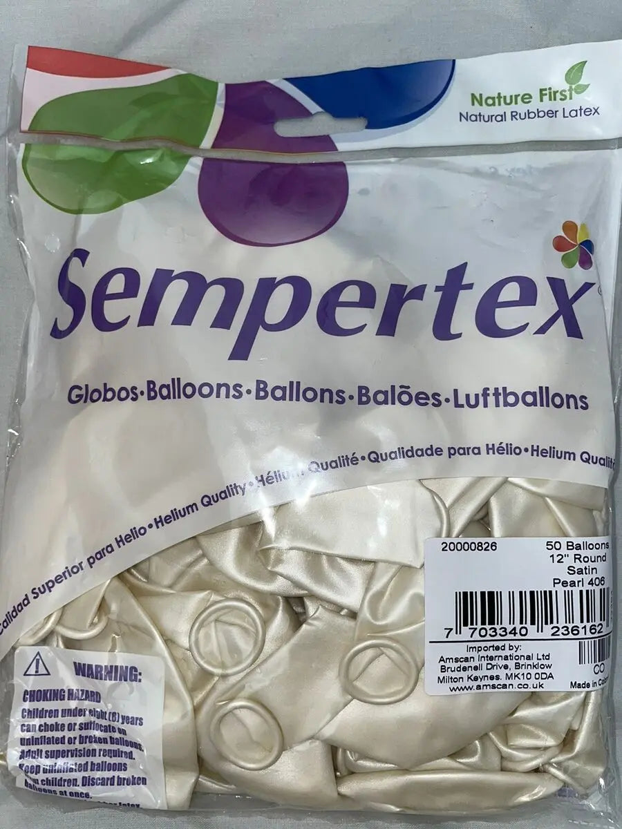 Sempertex Satin Pearl White Latex Balloons Sempertex