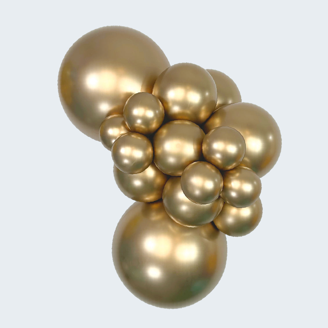 Sempertex Reflex Gold 970 latex balloons in various sizes and shapes.
