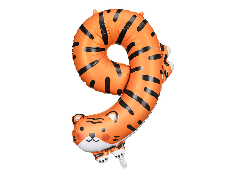 Tiger Foil Balloon Number 9, 87cm Party Deco