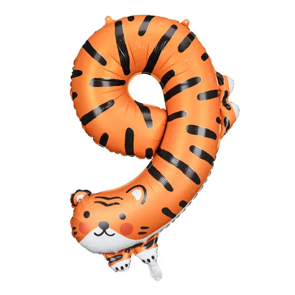 Tiger Foil Balloon Number 9, 87cm Party Deco