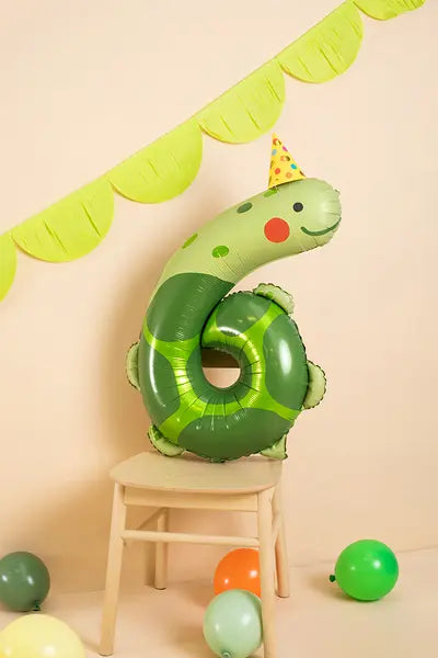 Turtle Foil Balloon Number 6, 96cm Party Deco
