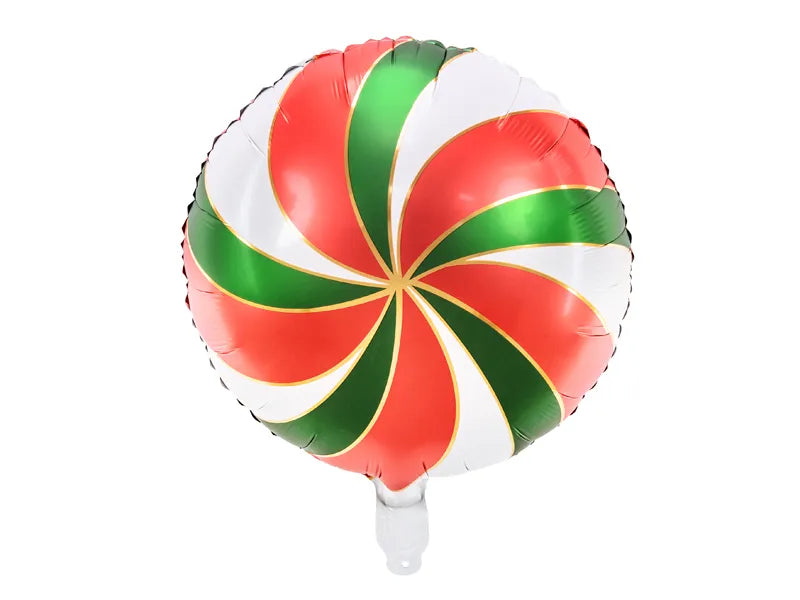 Christmas Green Red Candy Swirl Foil Balloon 35cm