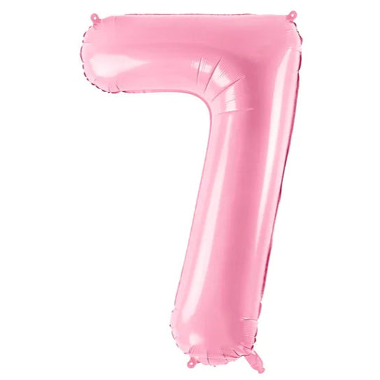 Number 7 Pastel Light Pink Foil Number Balloon 86cm