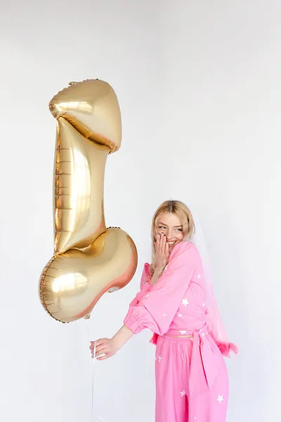 Gold Foil Hens Party Penis Balloon 88 cm