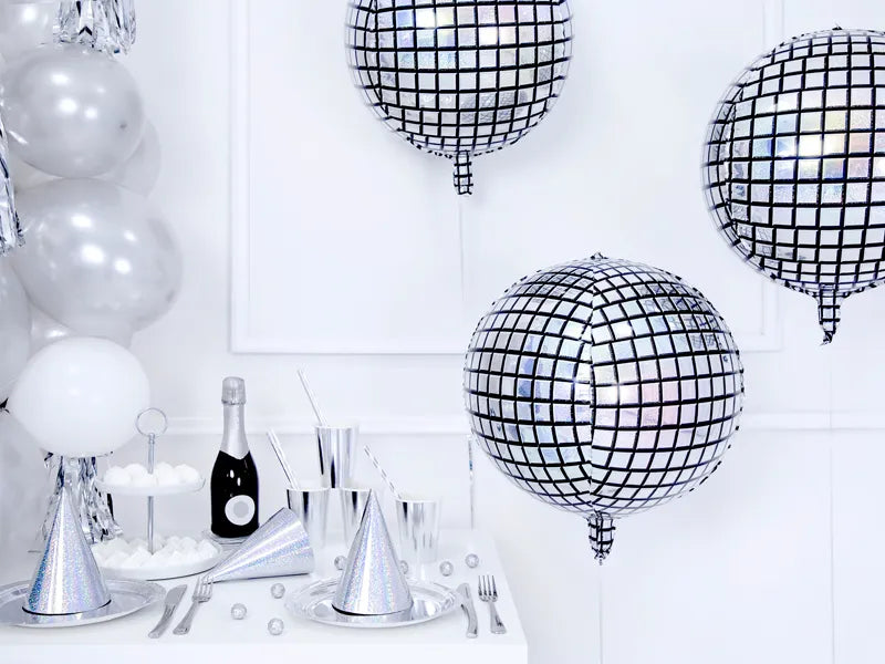 Disco Ball Foil Balloon Orbz for festive party decorations.