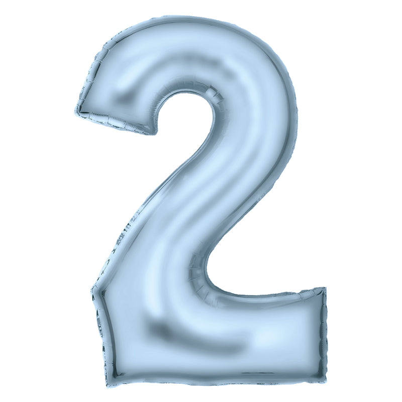 Number 2 Silk Lustre Pastel Blue Foil Balloon 86cm Anagram