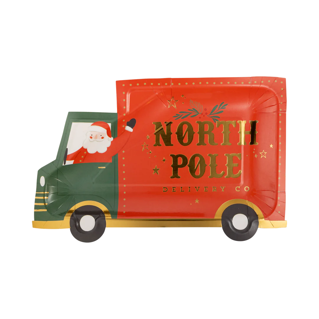 Christmas North Pole Santa Truck Party Plates