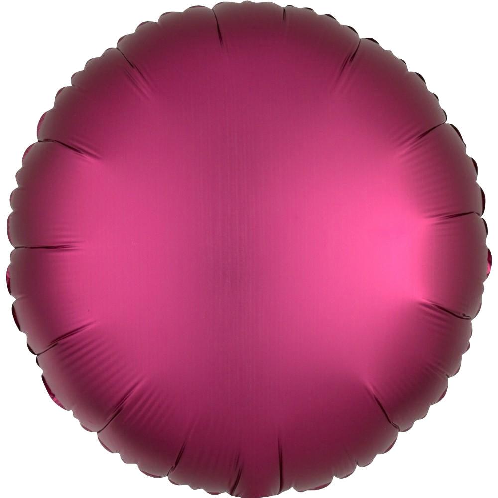 Burgundy 18" (46cm) Satin Luxe Round Foil Balloons (6 Pack) Anagram
