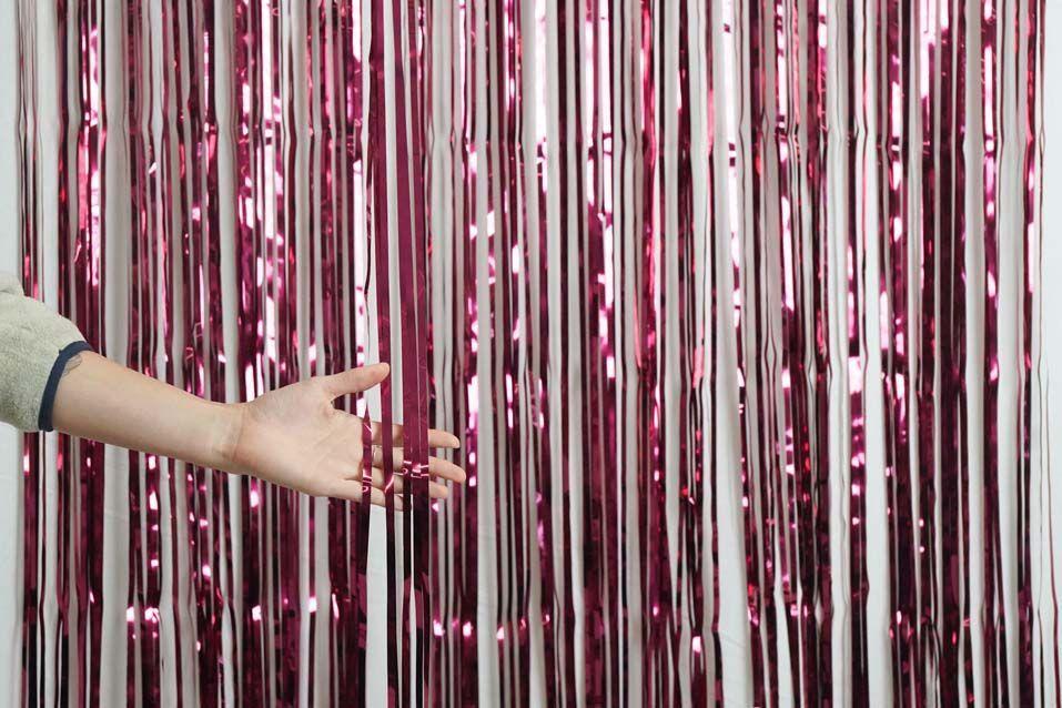 Burgundy Metallic Foil Curtain (1m x 2.4m) Backdrop Streamers Party Love