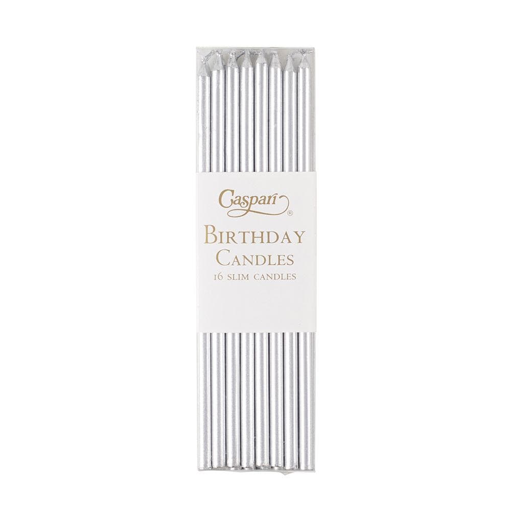 Caspari Slim Birthday Candles in Silver - 16 Candles Caspari