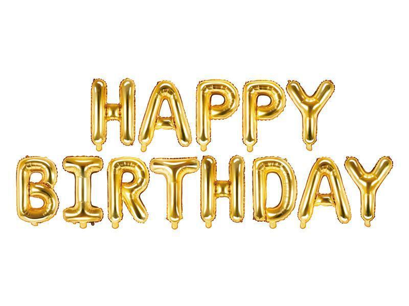 Gold Happy Birthday Foil Balloons Party Deco