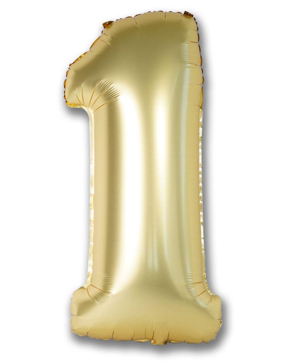 Gold Satin Chrome Number 1 Foil Balloon 102cm (40") Party Love