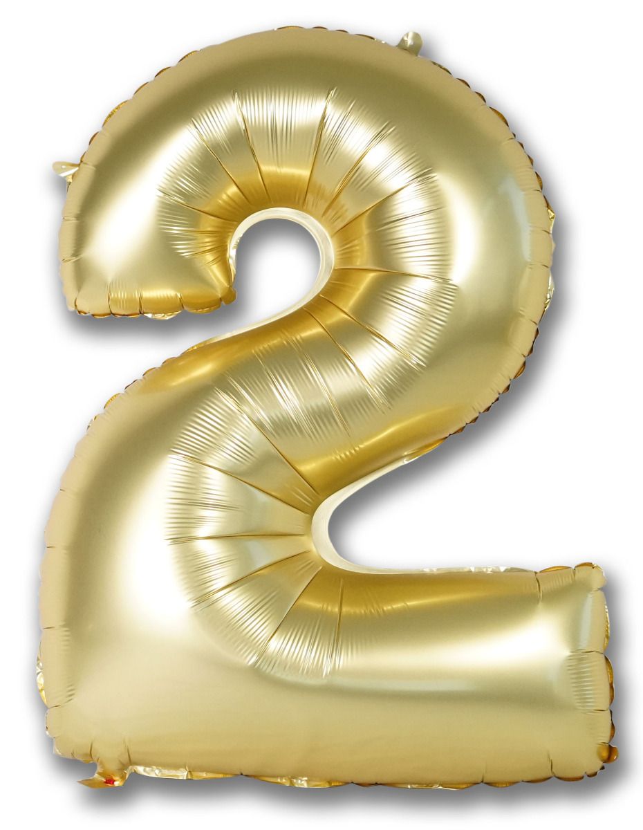 Gold Satin Chrome Number 2 Foil Balloon 102cm (40") Party Love