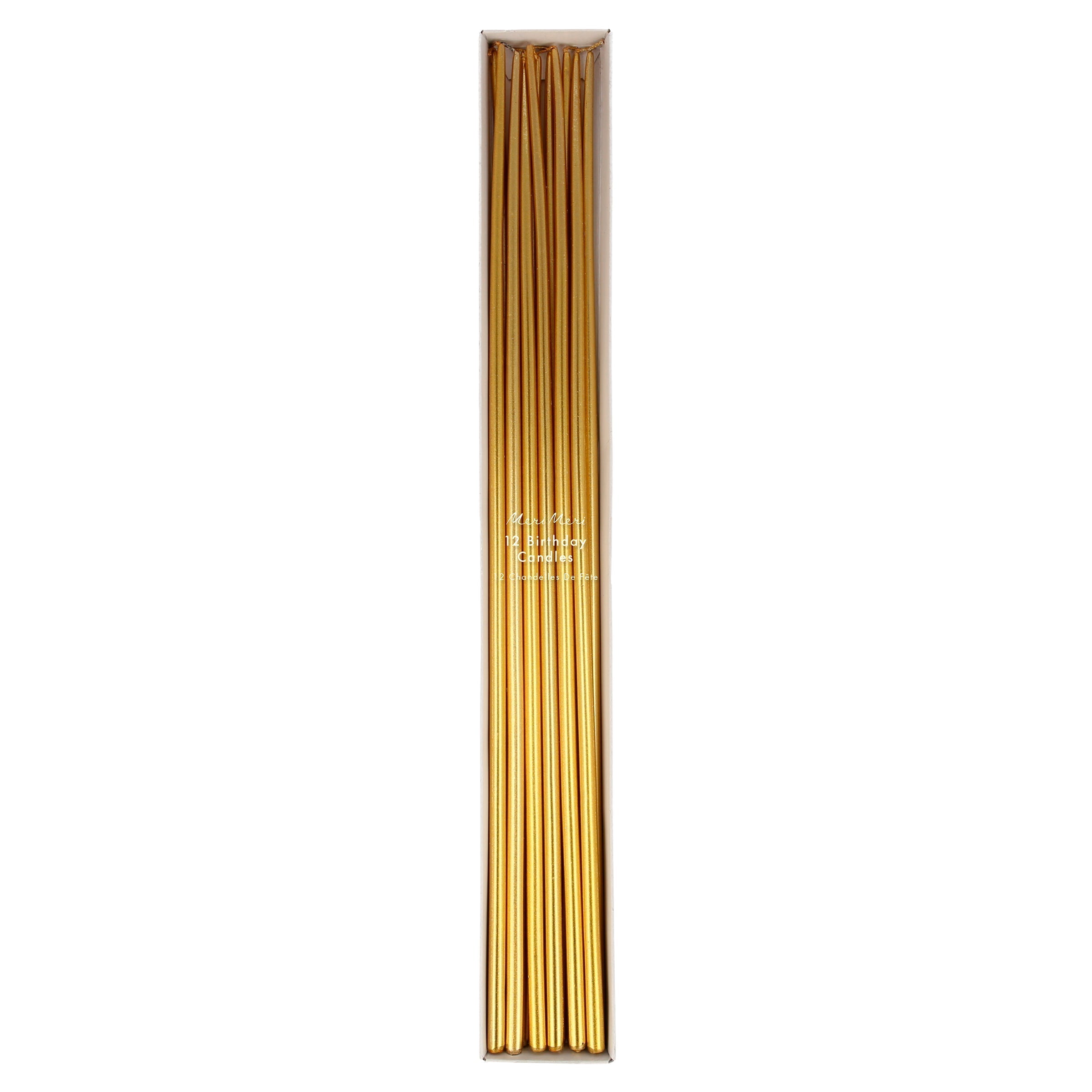 Gold Super 38cm Tall Tapered Candles Meri Meri