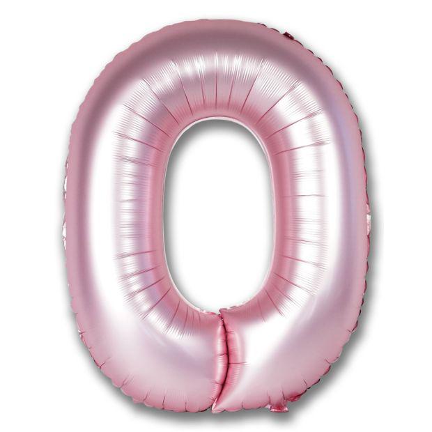 Light Pink Satin Chrome Number 0 Foil Balloon 102cm (40") Party Love