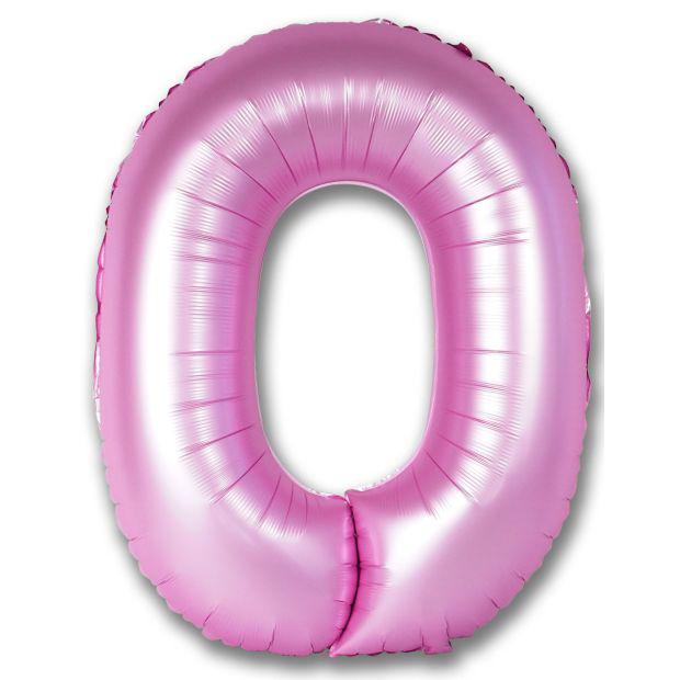 Pink Satin Chrome Number 0 Foil Balloon 102cm (40") Party Love
