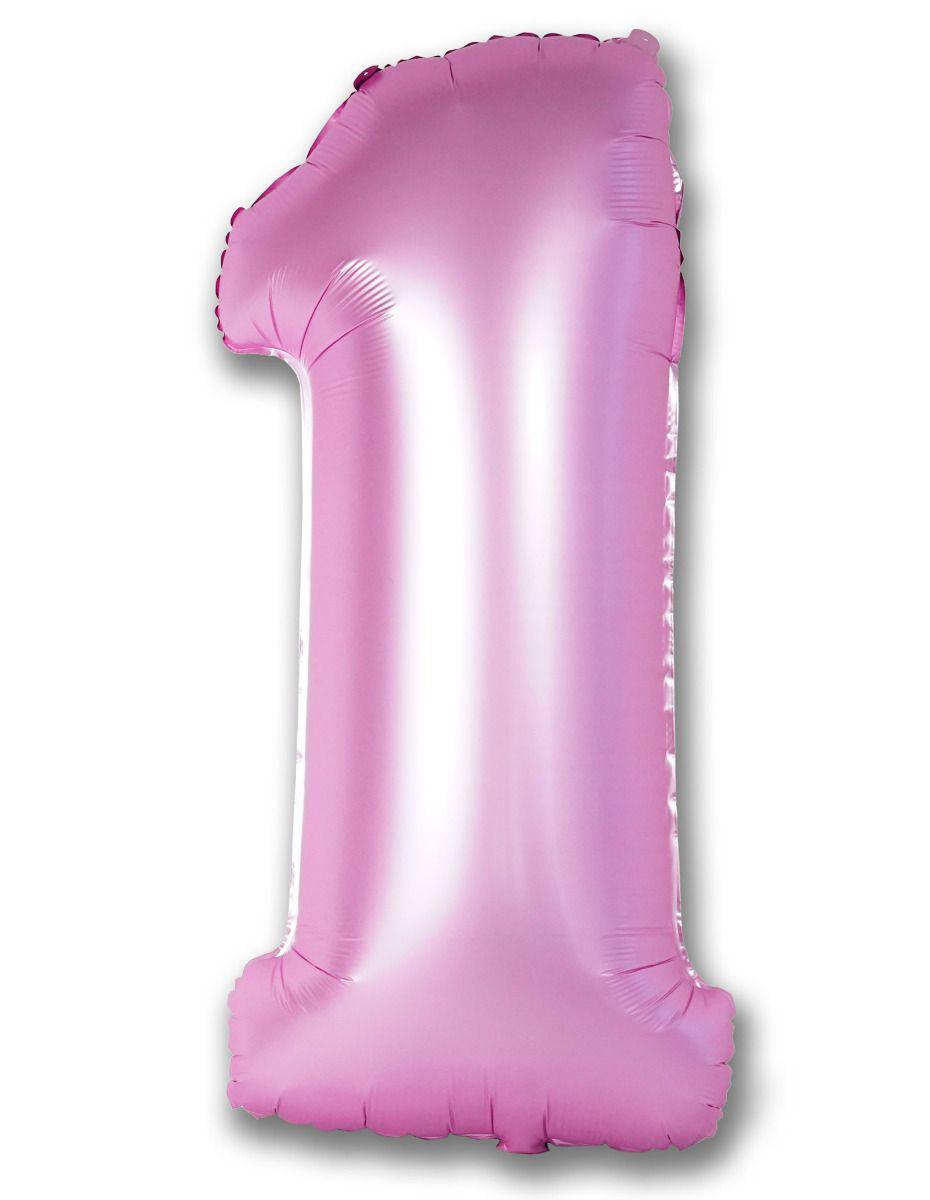 Pink Satin Chrome Number 1 Foil Balloon 102cm (40") Party Love