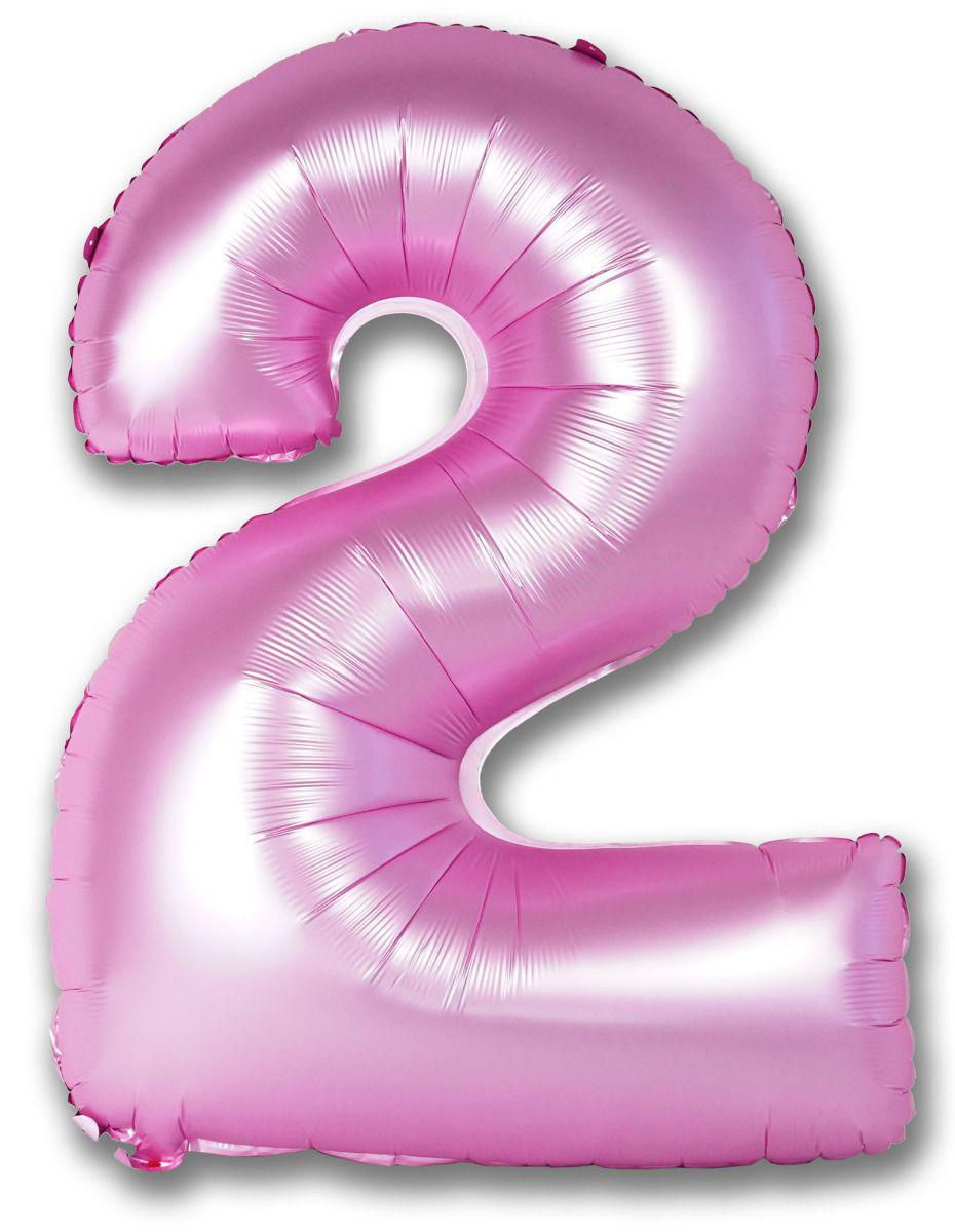 Pink Satin Chrome Number 2 Foil Balloon 102cm (40") Party Love