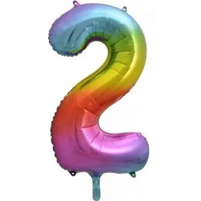 Rainbow Foil Number Balloon 86cm Decrotex