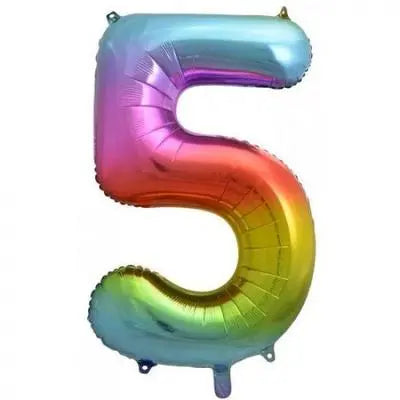Rainbow Foil Number Balloon 86cm Decrotex